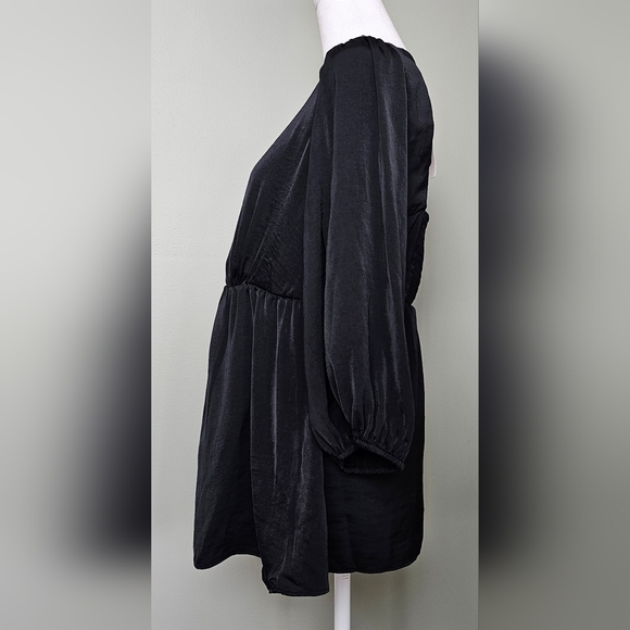 Isabel Maternity Elbow Sleeve Woven Back Cut Out Maternity Shirt BLACK SMALL - Picture 3 of 7